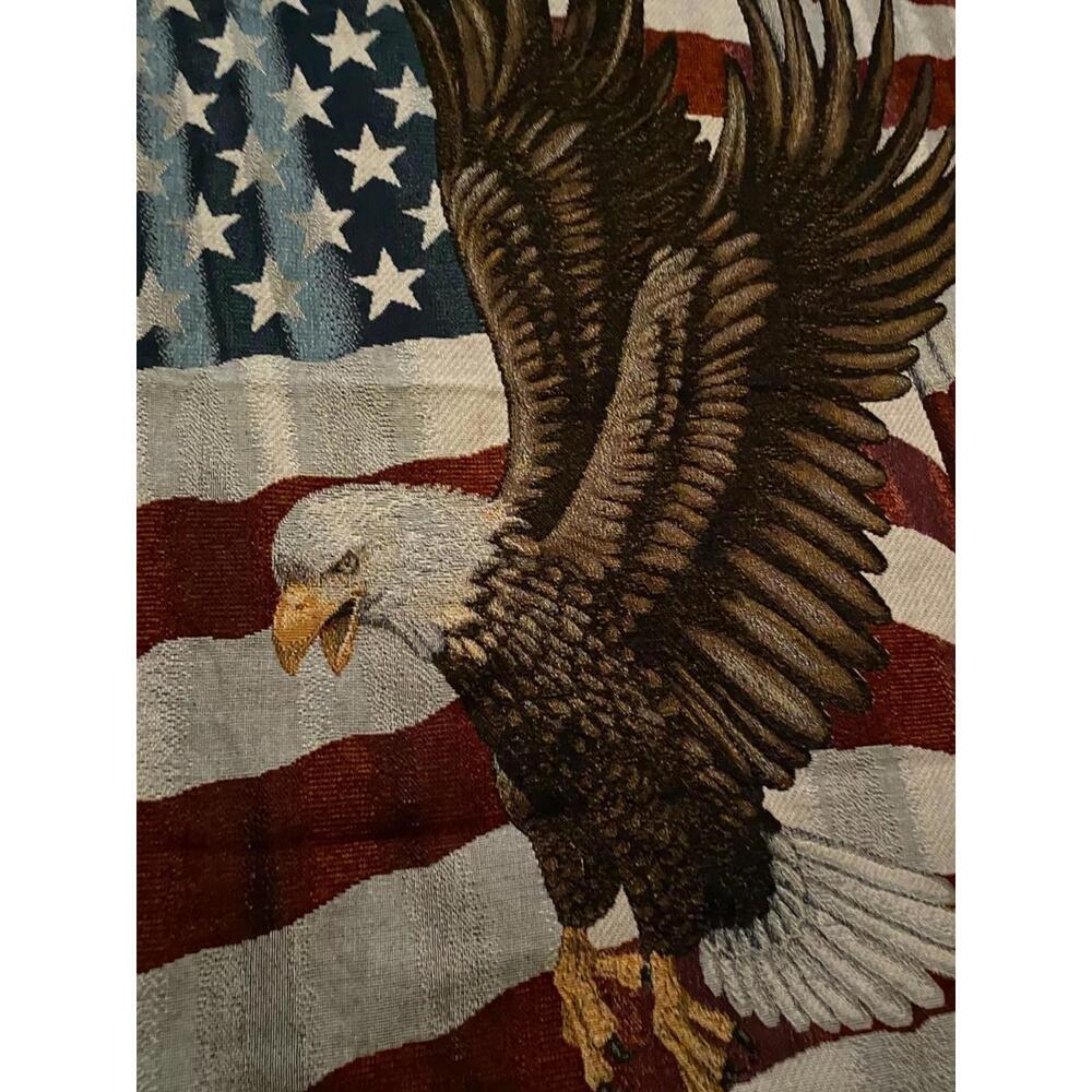 Mohawk Home Pledge Of Allegiance Throw Blanket Tapestry Eagle Flag Patriotic